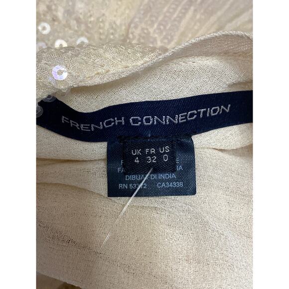 NEW French Connection Riviera Mist Cream Sequin Sleeveless A-line Midi Dress 0 - Picture 5 of 6